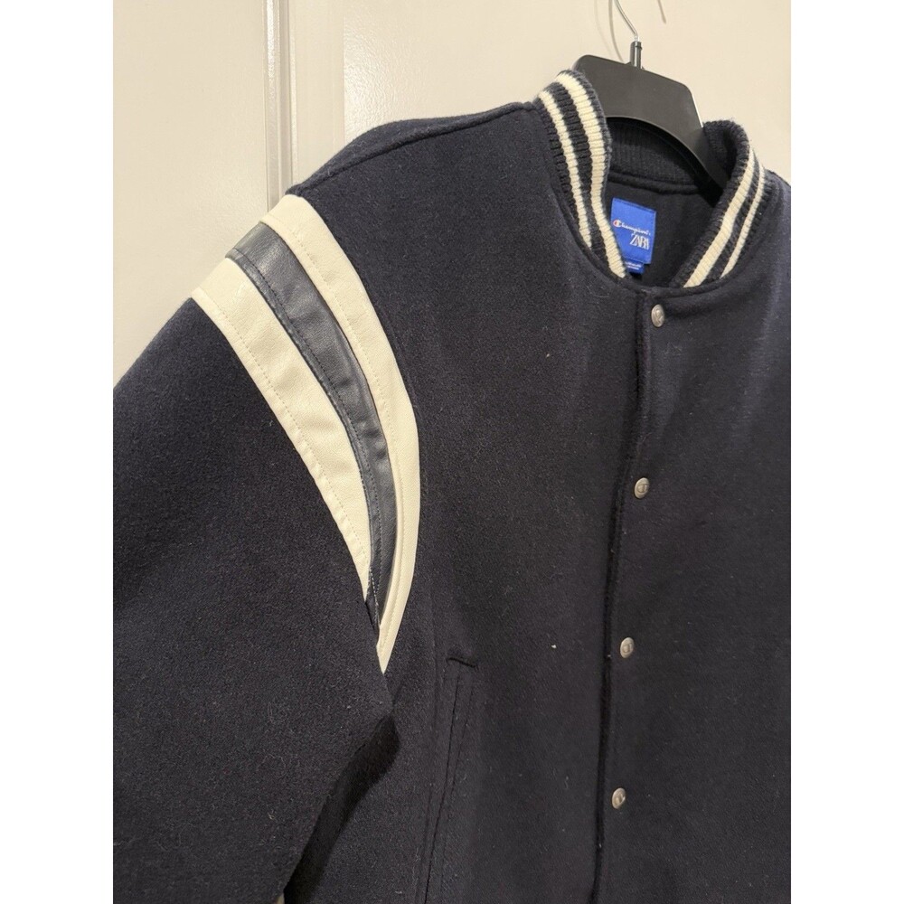 Zara x Champion Varsity Jacket Black Jagged Granite Peaks Class of 75 Size M - Picture 12 of 16
